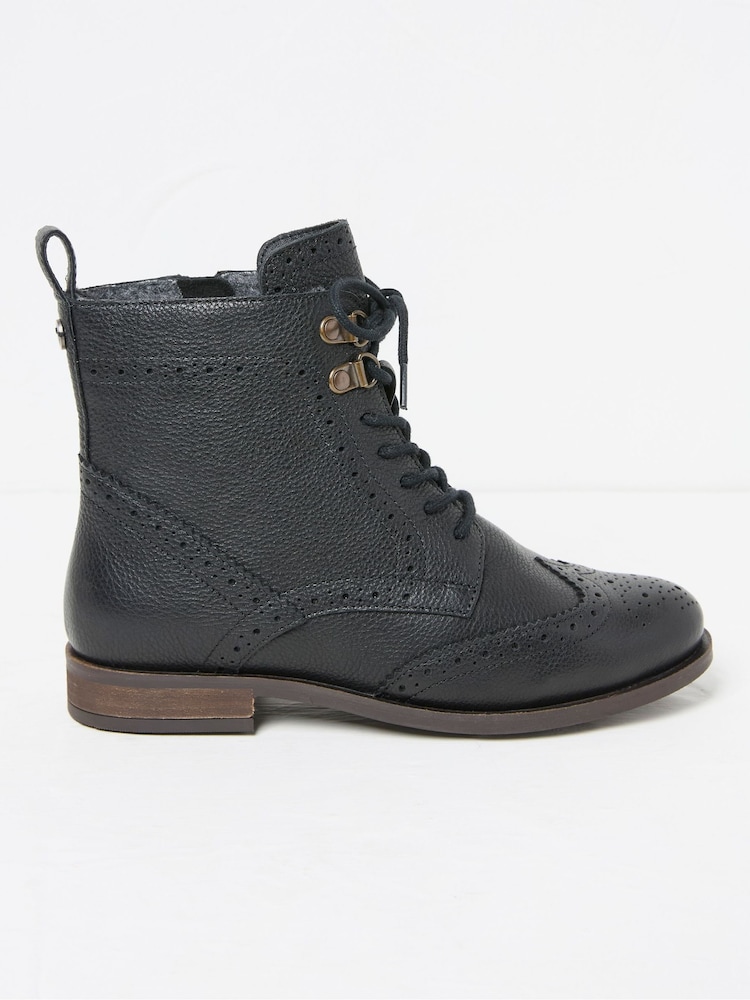 FatFace Anwen Black Brogue Ankle Boots - Image 1 of 3