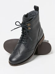 FatFace Anwen Black Brogue Ankle Boots - Image 2 of 3