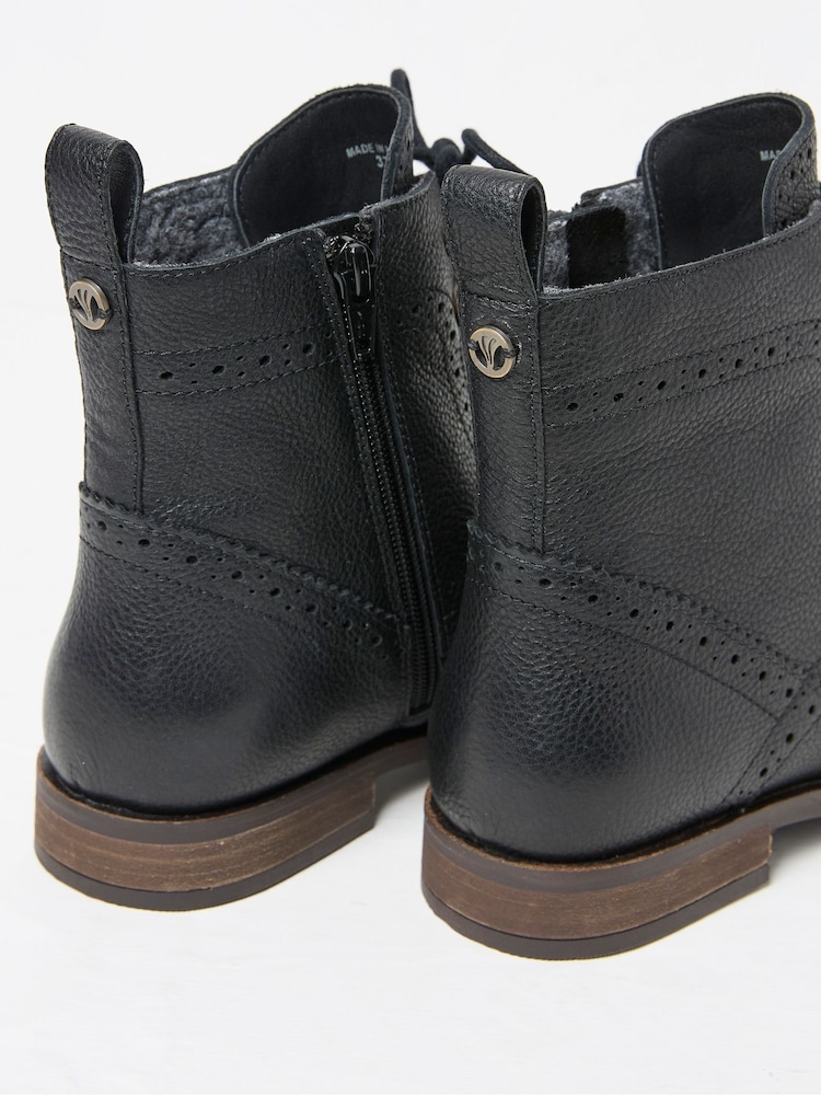 FatFace Anwen Black Brogue Ankle Boots - Image 3 of 3