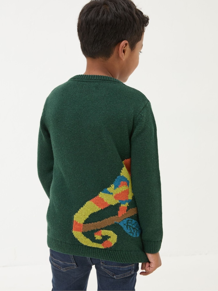 FatFace Green Chameleon Jumper - Image 2 of 5