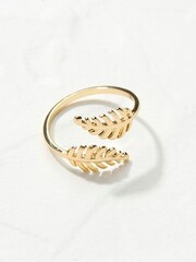 FatFace Gold Tone Leaf Ring - Image 1 of 2
