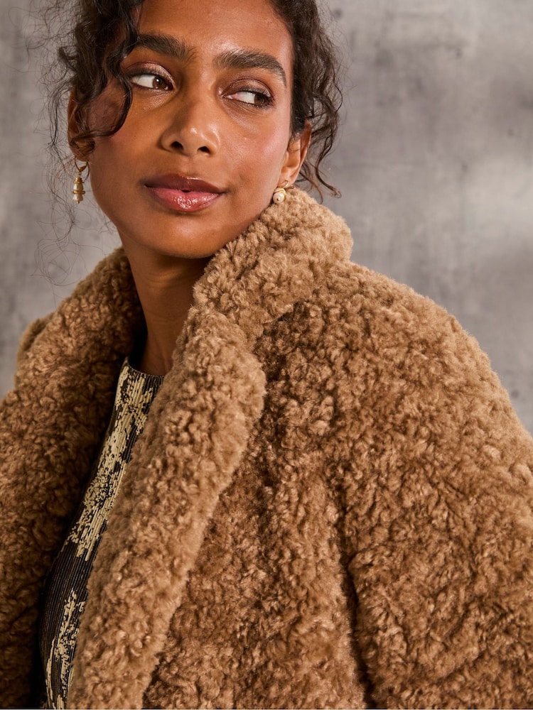 Faux Fur Chums Ladies Coats Chums Ladies Two Button Wool Look