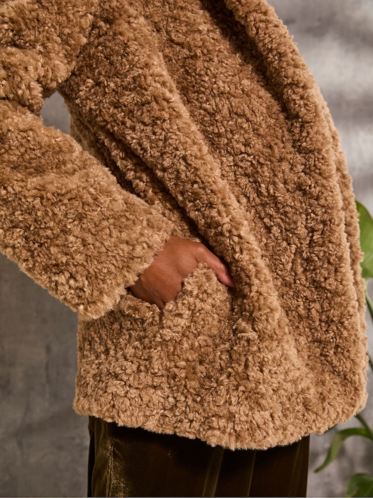 FatFace Maggie Natural Short Teddy Coat - Image 5 of 5