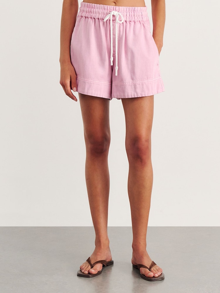 JAG Pink Loe Drawstring Mini Denim Casual Shorts - Image 1 of 5 JAG Pink Loe Drawstring Mini Denim Casual Shorts - Image 1 of 5
