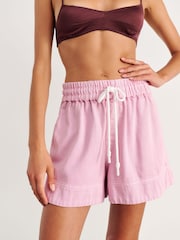 JAG Pink Loe Drawstring Mini Denim Casual Shorts - Image 5 of 5