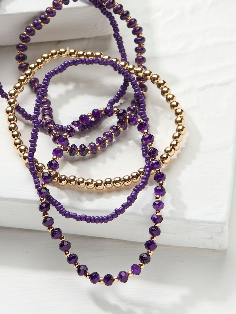 FatFace Purple Multi Stretch Bracelet - Image 2 of 2