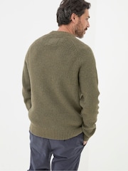 FatFace Calder Khaki Green Crew Neck Jumper - Image 2 of 5