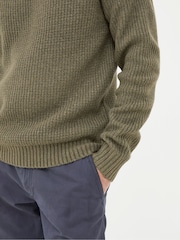 FatFace Calder Khaki Green Crew Neck Jumper - Image 4 of 5