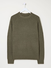 FatFace Calder Khaki Green Crew Neck Jumper - Image 5 of 5