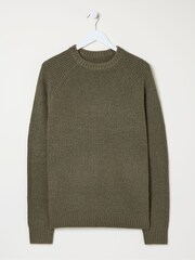 FatFace Calder Khaki Green Crew Neck Jumper - Image 5 of 7