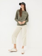 FatFace Alex Green Khaki Graphic Pocket Sweat Top - Image 3 of 6