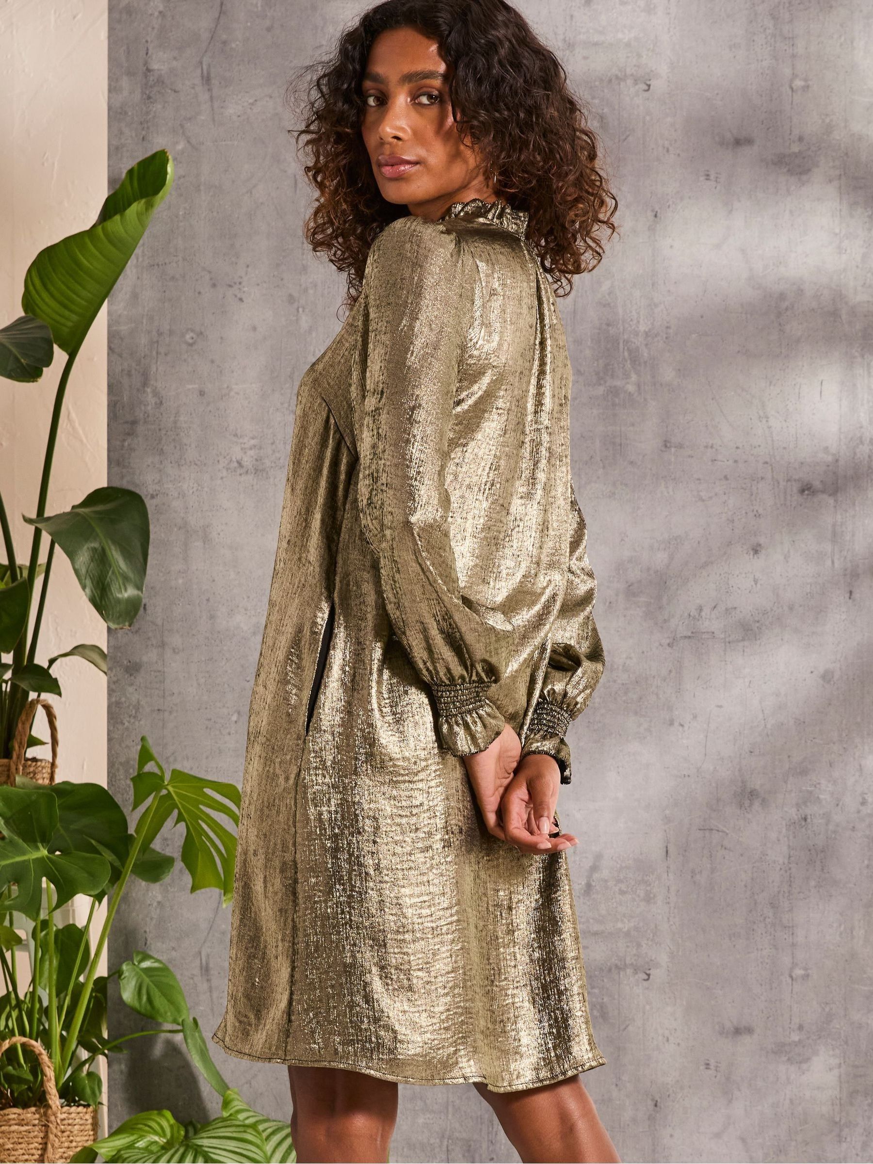 Gold metallic dress best sale