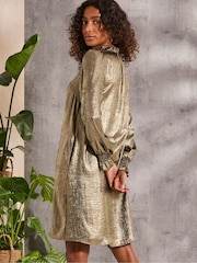 FatFace Silas Gold Metallic Dress - Image 2 of 6