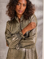 FatFace Silas Gold Metallic Dress - Image 4 of 6