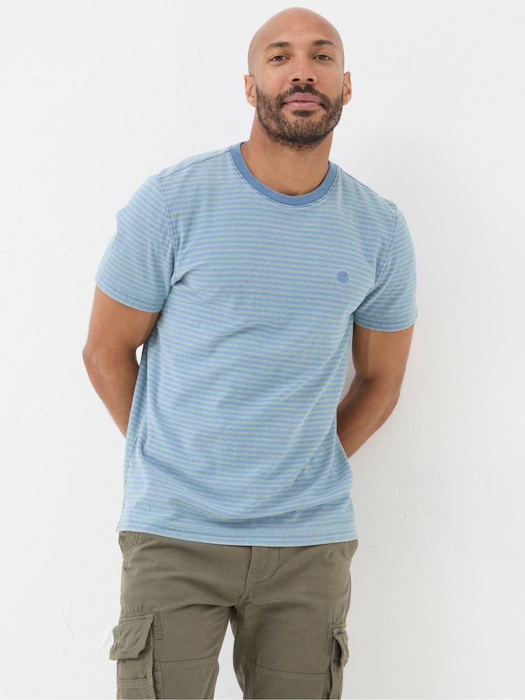 FatFace Teal Blue Indigo Stripe T Shirt - Image 1 of 5 FatFace Teal Blue Indigo Stripe T Shirt - Image 1 of 5
