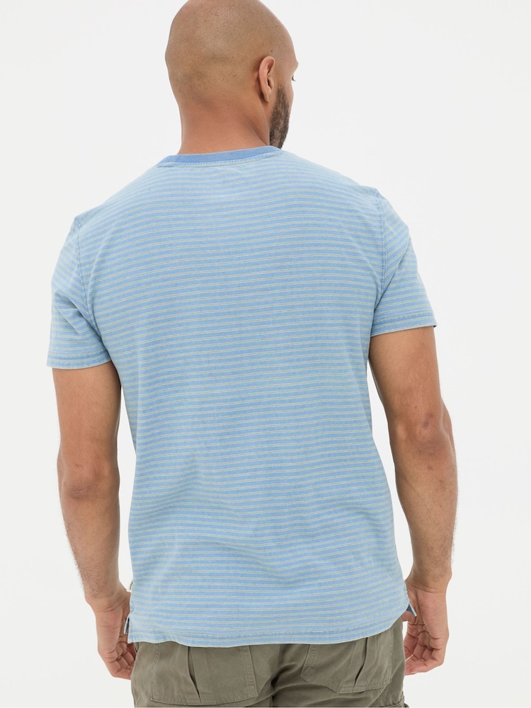FatFace Teal Blue Indigo Stripe T Shirt - Image 2 of 5 FatFace Teal Blue Indigo Stripe T Shirt - Image 2 of 5