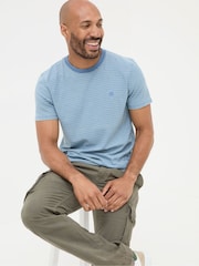 FatFace Teal Blue Indigo Stripe T Shirt - Image 3 of 5
