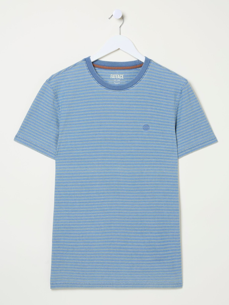 FatFace Teal Blue Indigo Stripe T Shirt - Image 6 of 6