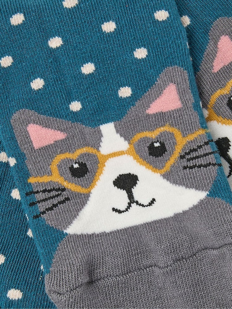 FatFace Green Cat Women's Toe Socks 1 Pack (size 4-7) - Image 2 of 2
