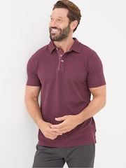 FatFace Burgundy Red Fine Stripe Polo Shirt - Image 1 of 5