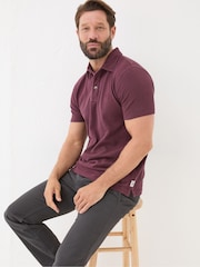 FatFace Burgundy Red Fine Stripe Polo Shirt - Image 3 of 5