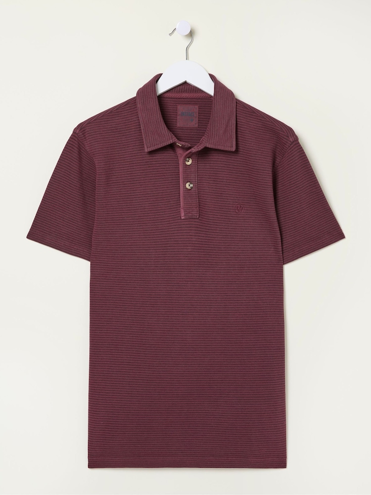 FatFace Burgundy Red Fine Stripe Polo Shirt - Image 5 of 5 FatFace Burgundy Red Fine Stripe Polo Shirt - Image 5 of 5