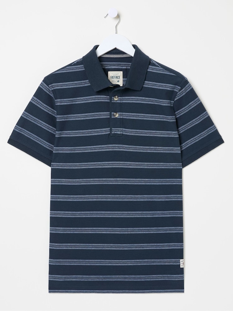 FatFace Harris Blue Stripe Polo Shirt - Image 5 of 5