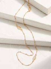 FatFace Gold Tone Leaf Necklace - Image 2 of 4