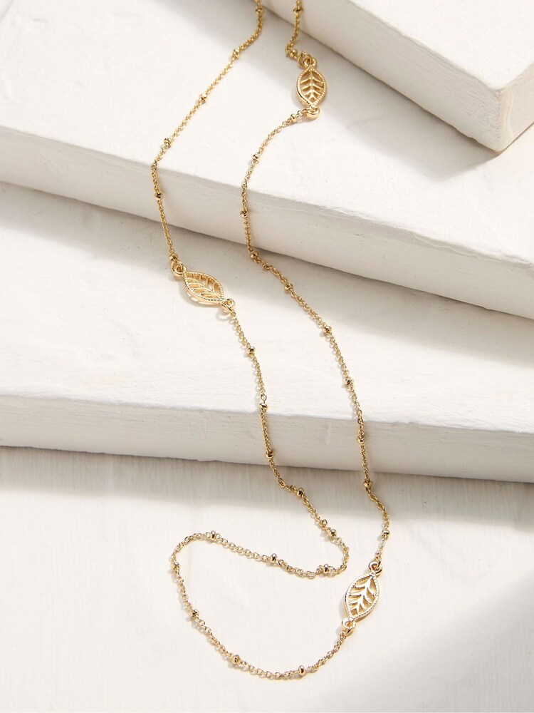 FatFace Gold Tone Leaf Necklace - Image 2 of 4