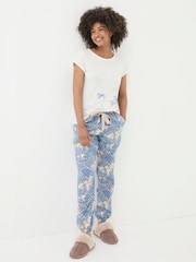 FatFace Horse Print Cream Graphic Pyjama Top - Image 3 of 5