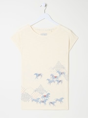 FatFace Horse Print Cream Graphic Pyjama Top - Image 5 of 5