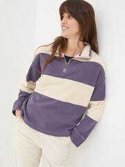 FatFace Airlie Purple Striped Sweat Top - Image 1 of 5