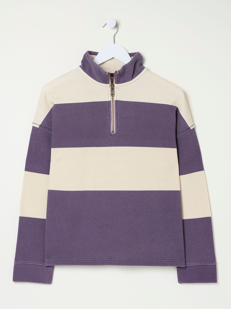 FatFace Airlie Purple Striped Sweat Top - Image 5 of 5
