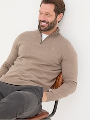 FatFace Rye Natural Beige Half-Neck Jumper - Image 3 of 5