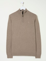 FatFace Rye Natural Beige Half-Neck Jumper - Image 5 of 5