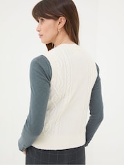 FatFace Macy Cream Cable Button Tank - Image 2 of 5