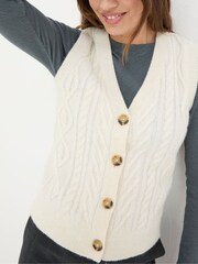 FatFace Macy Cream Cable Button Tank - Image 3 of 5