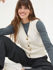 FatFace Macy Cream Cable Button Tank - Image 4 of 5