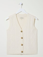FatFace Macy Cream Cable Button Tank - Image 5 of 5