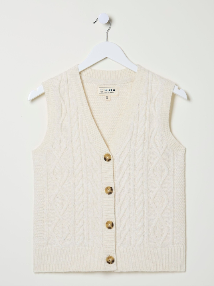 FatFace Macy Cream Cable Button Tank - Image 5 of 5 FatFace Macy Cream Cable Button Tank - Image 5 of 5