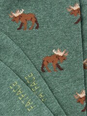 FatFace Green Moose Men's Socks 1 Pack - Image 2 of 2