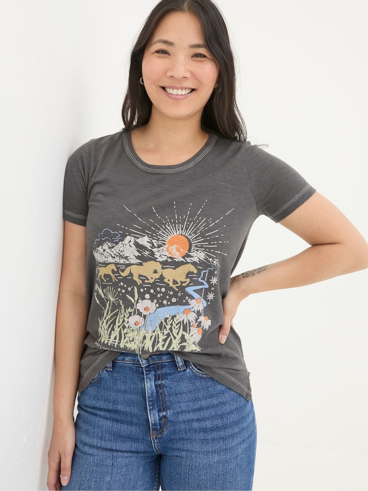FatFace Wild Grey Frontiers T-Shirt - Image 1 of 7