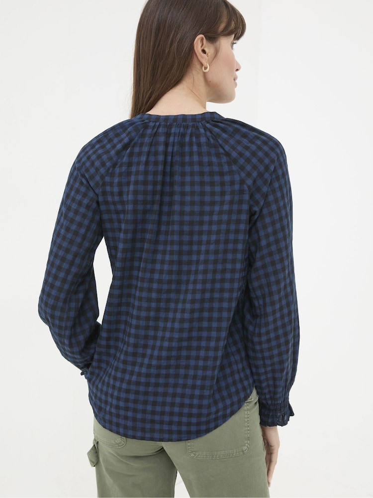 FatFace Pacey Blue Pacey Gingham Blouse - Image 2 of 5