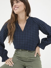 FatFace Pacey Blue Pacey Gingham Blouse - Image 3 of 5