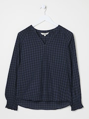 FatFace Pacey Blue Pacey Gingham Blouse - Image 5 of 5