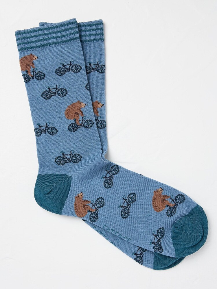 FatFace Blue Bear Bike Men's Socks 1 Pack - Image 1 of 2