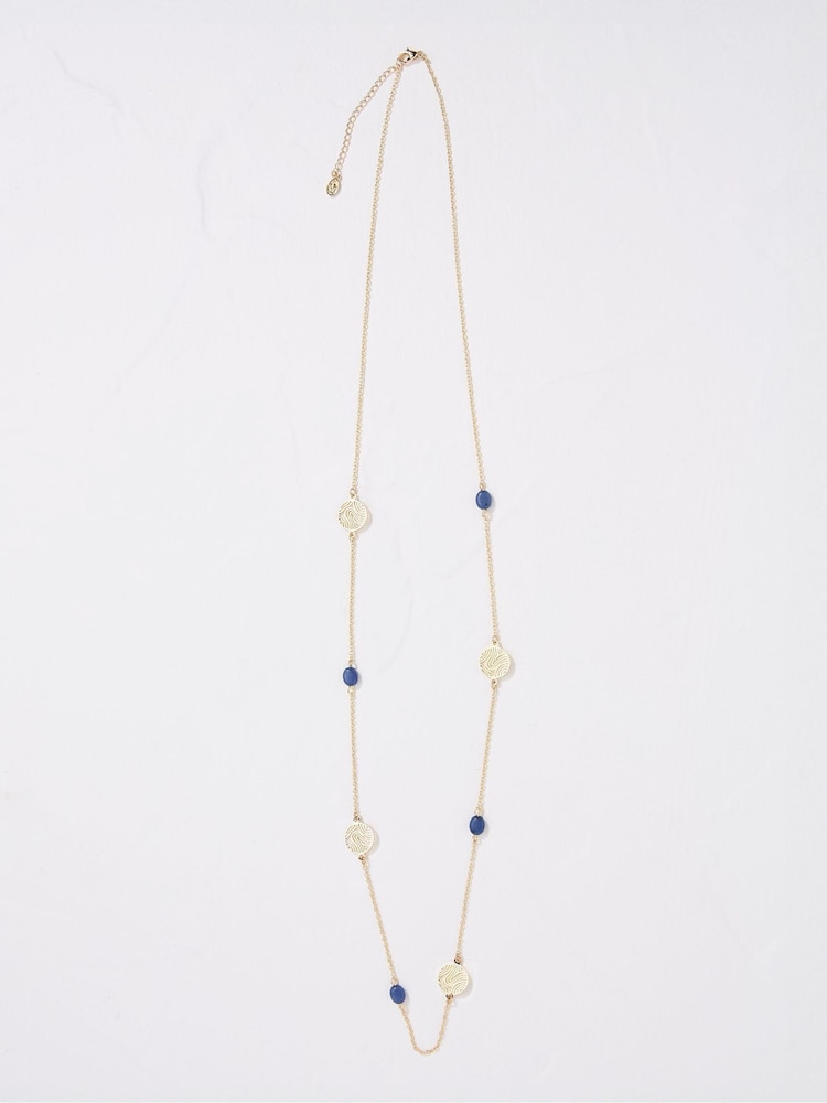 FatFace Gold Tone Stone Disc Necklace - Image 1 of 2