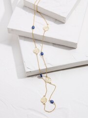 FatFace Gold Tone Stone Disc Necklace - Image 2 of 2