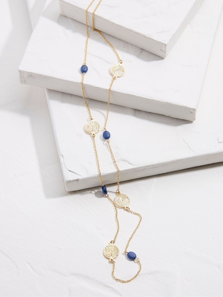 FatFace Gold Tone Stone Disc Necklace - Image 2 of 2