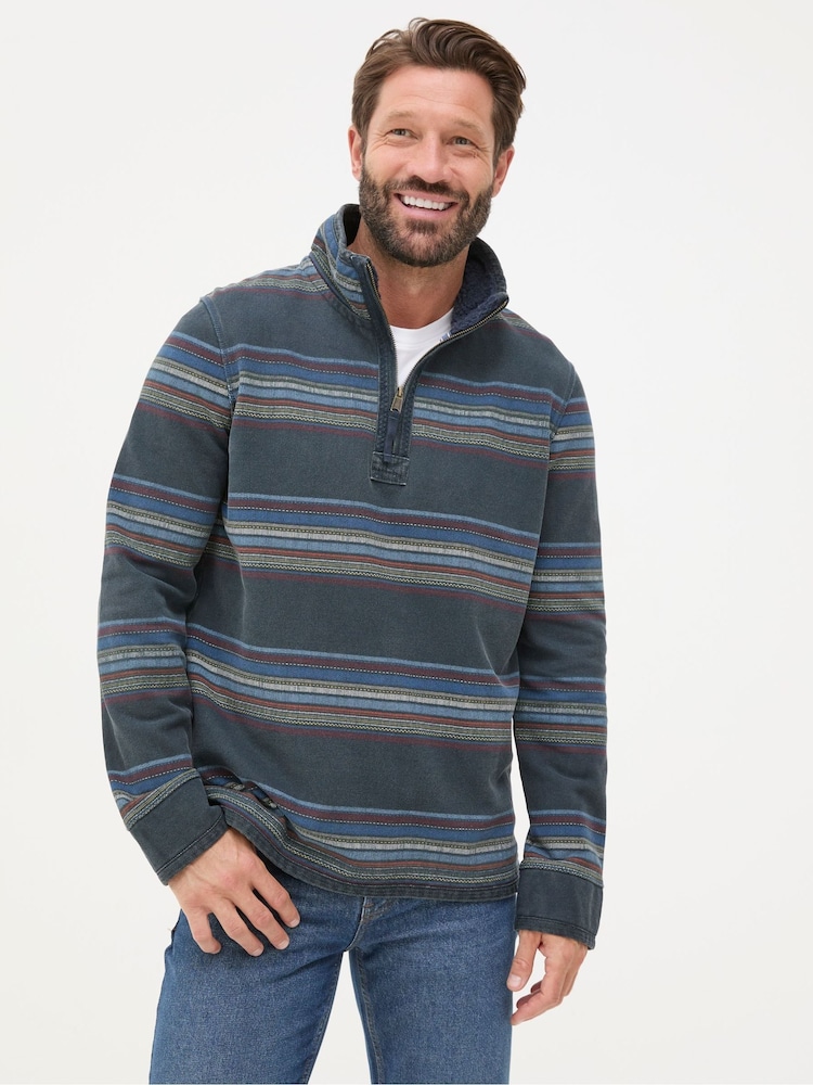 FatFace Airlie Blue Stripe Panel Sweatshirt - Image 1 of 6